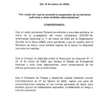 ACUERDO DE PLENO N° 3 «Se suspenden los Términos Judiciales y otras Medidas Administrativas».