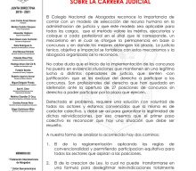 COMUNICADO: SOBRE LA CARRERA JUDICIAL