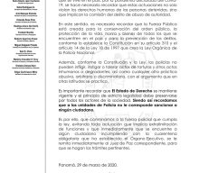 COMUNICADO: SOBRE ACTUACIONES DE LA POLICÍA NACIONAL