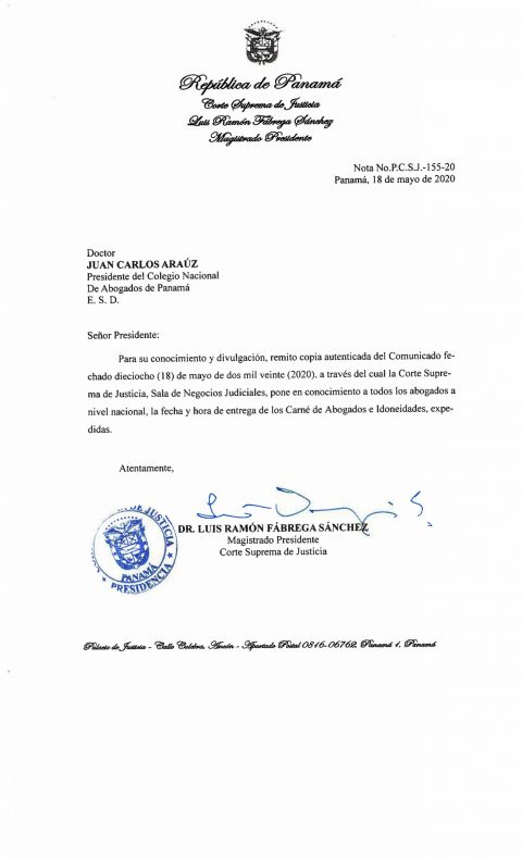 COMUNICADO: SOBRE ENTREGA DE CARNÉ E IDONEIDADES DE ABOGADOS