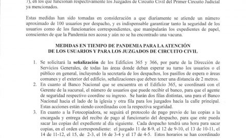 PROTOCOLOS DE LOS JUZGADOS DE CIRCUITO CIVIL PARA PRESERVAR LA SALUD