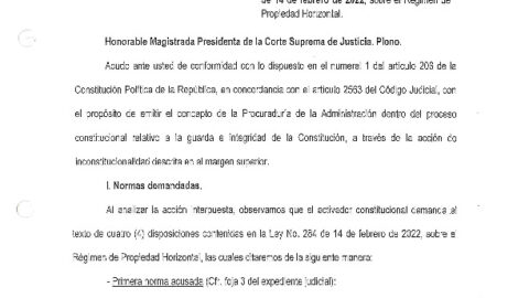 CONCEPTO DE LA PROCURADORÍA DE LA ADMINISTRACIÓN, VISTA N°667 DE 28 DE MARZO DE 2022