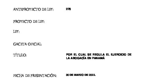 ANTEPROYECTO DE LEY 276 POR EL CUAL SE REGULA EL EJERCICIO DE LA ABOGACÍA EN PANAMÁ