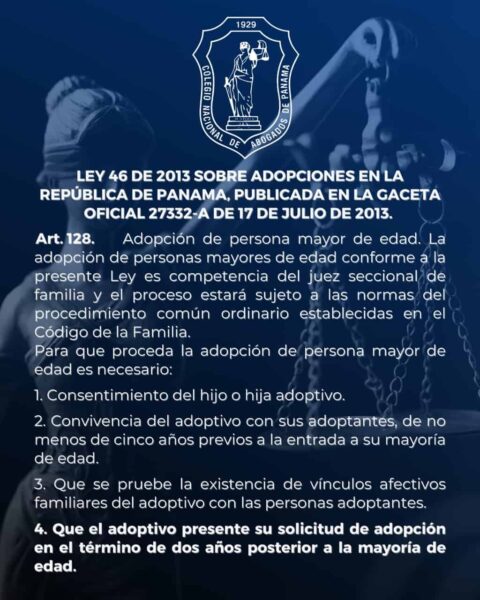 LEY 46 DE 2013 SOBRE ADOPCIONES EN LA REPÚBLICA DE PANAMÁ, PUBLICADA EN LA GACETA OFICIAL 27332-A DE 17 DE JULIO DE 2013