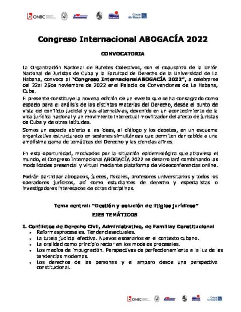 Convocatoria Internacional ABOGACÍA 2022