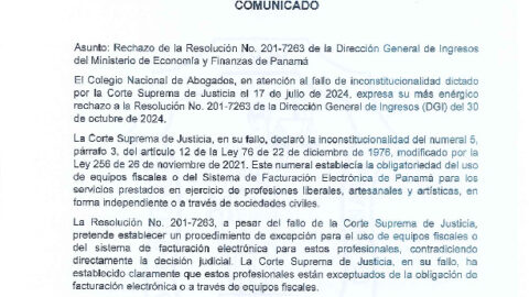 COMUNICADO: RECHAZO DE LA RESOLUCIÓN N° 201-7263 DE LA DGI