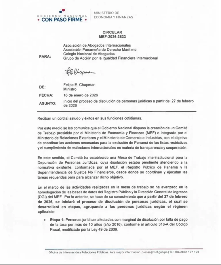 Inicio del Proceso de Disolución de Personas Juridicas a partir del 27 de febrero