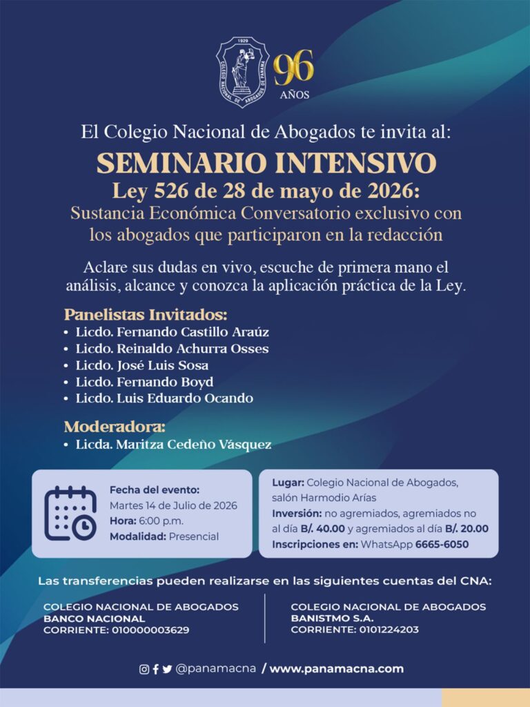 SEMINARIO INTENSIVO LEY 526 DE 28 DE MAYO DE 2026